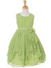 Pleated Chiffon Ruffle Knee Length Flower Girl Dress With Beaded Sash